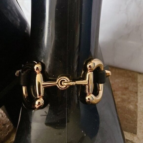 Gucci Horsebit Trip Lug Platform Heel Knee High Waterproof Rain Boot Black EU 37 - Picture 8 of 16